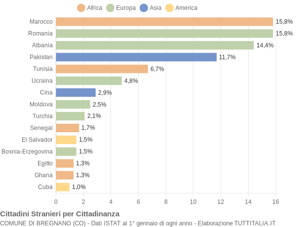 Grafico cittadinanza stranieri - Bregnano 2015