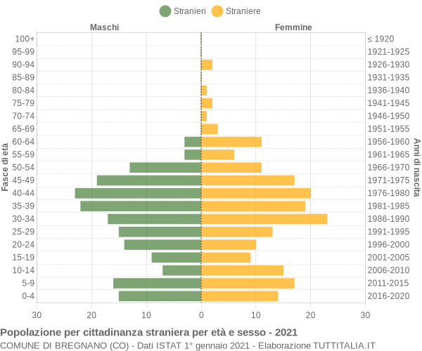 Grafico cittadini stranieri - Bregnano 2021