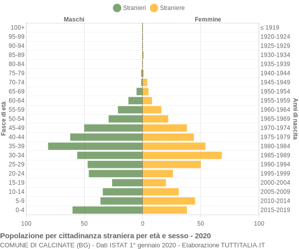 Grafico cittadini stranieri - Calcinate 2020