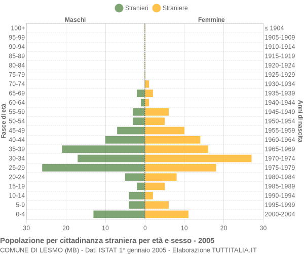 Grafico cittadini stranieri - Lesmo 2005