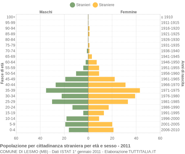 Grafico cittadini stranieri - Lesmo 2011