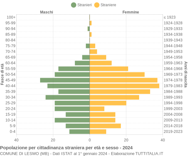 Grafico cittadini stranieri - Lesmo 2024