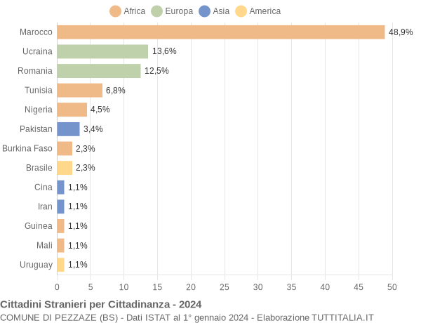 Grafico cittadinanza stranieri - Pezzaze 2024