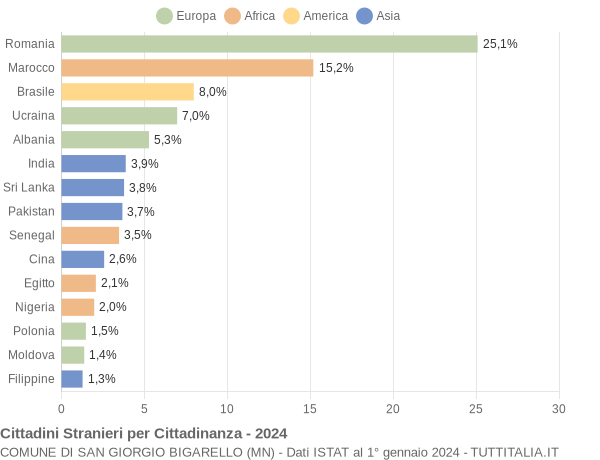 Grafico cittadinanza stranieri - San Giorgio Bigarello 2024