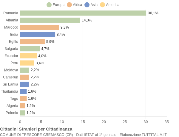 Grafico cittadinanza stranieri - Trescore Cremasco 2013