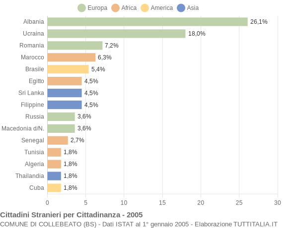 Grafico cittadinanza stranieri - Collebeato 2005