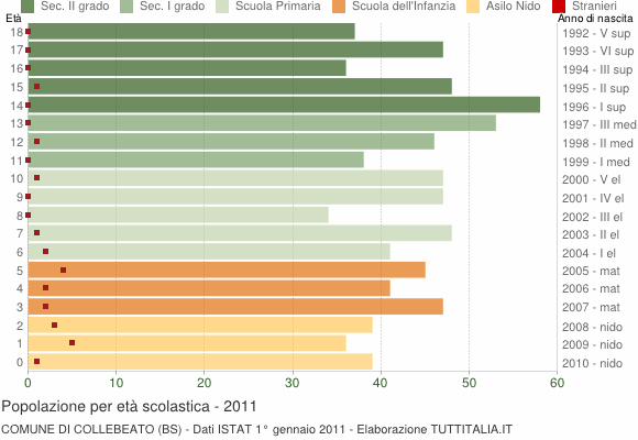 Grafico Popolazione in età scolastica - Collebeato 2011