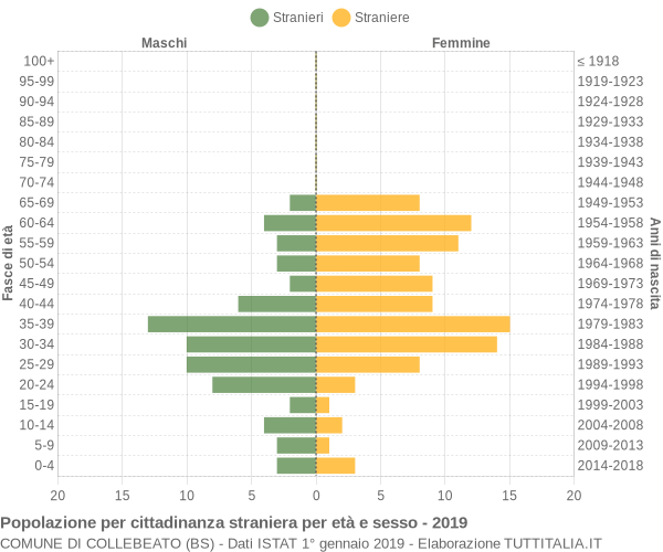 Grafico cittadini stranieri - Collebeato 2019