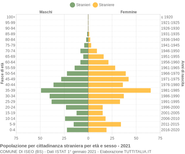 Grafico cittadini stranieri - Iseo 2021