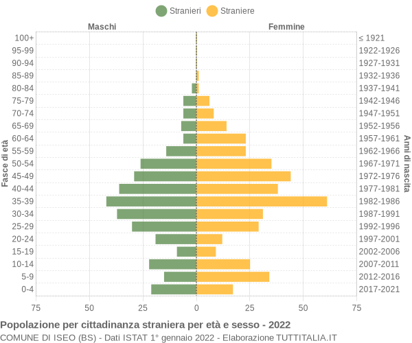 Grafico cittadini stranieri - Iseo 2022