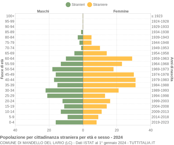 Grafico cittadini stranieri - Mandello del Lario 2024