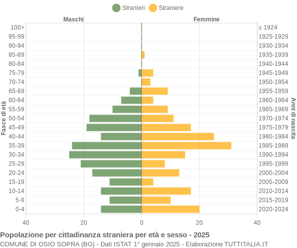 Grafico cittadini stranieri - Osio Sopra 2025