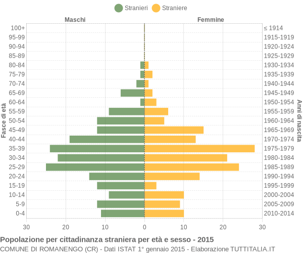 Grafico cittadini stranieri - Romanengo 2015