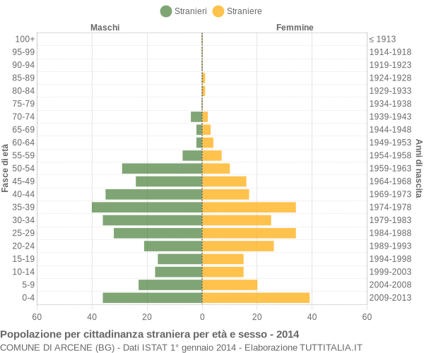 Grafico cittadini stranieri - Arcene 2014