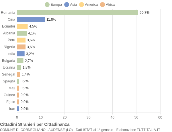 Grafico cittadinanza stranieri - Cornegliano Laudense 2020