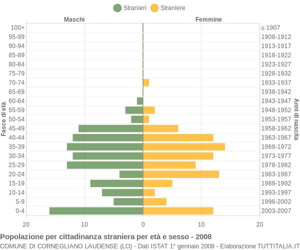 Grafico cittadini stranieri - Cornegliano Laudense 2008