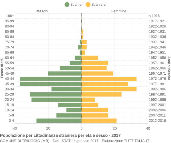 Grafico cittadini stranieri - Triuggio 2017