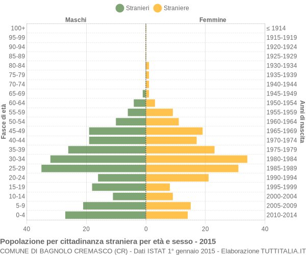 Grafico cittadini stranieri - Bagnolo Cremasco 2015