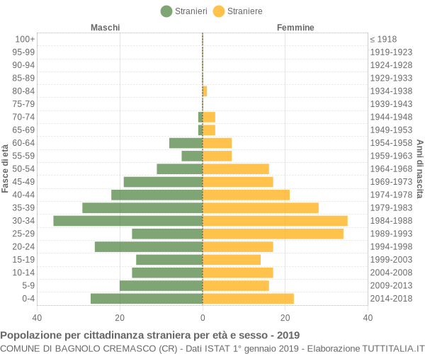 Grafico cittadini stranieri - Bagnolo Cremasco 2019