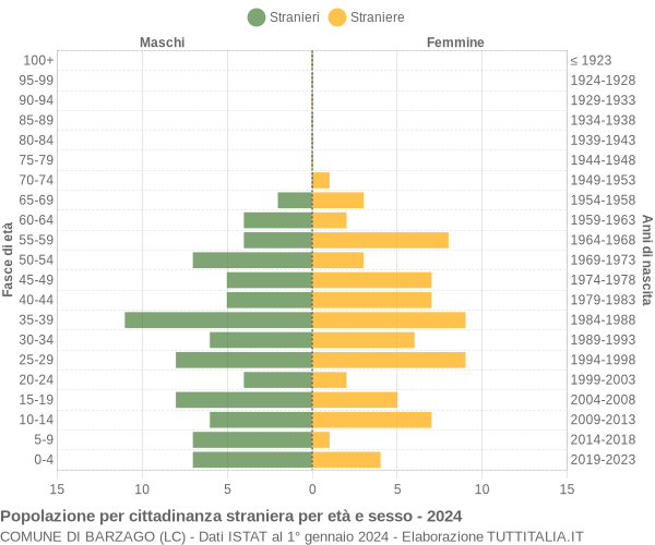 Grafico cittadini stranieri - Barzago 2024