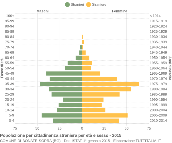 Grafico cittadini stranieri - Bonate Sopra 2015