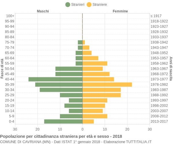 Grafico cittadini stranieri - Cavriana 2018