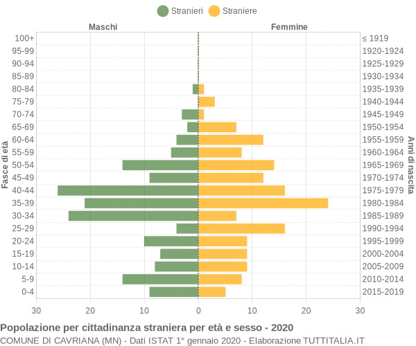 Grafico cittadini stranieri - Cavriana 2020