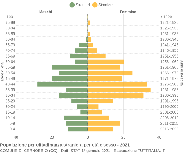 Grafico cittadini stranieri - Cernobbio 2021