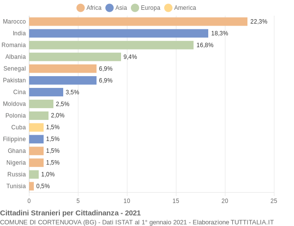 Grafico cittadinanza stranieri - Cortenuova 2021