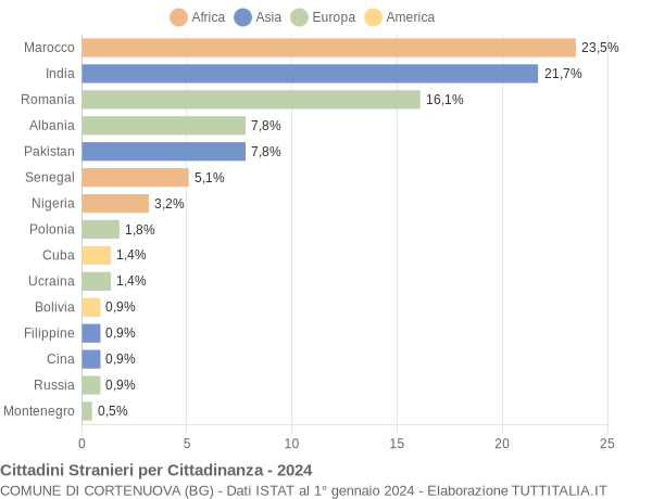 Grafico cittadinanza stranieri - Cortenuova 2024