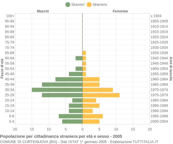Grafico cittadini stranieri - Cortenuova 2005