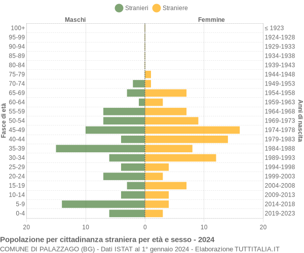 Grafico cittadini stranieri - Palazzago 2024