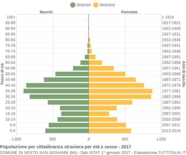 Grafico cittadini stranieri - Sesto San Giovanni 2017