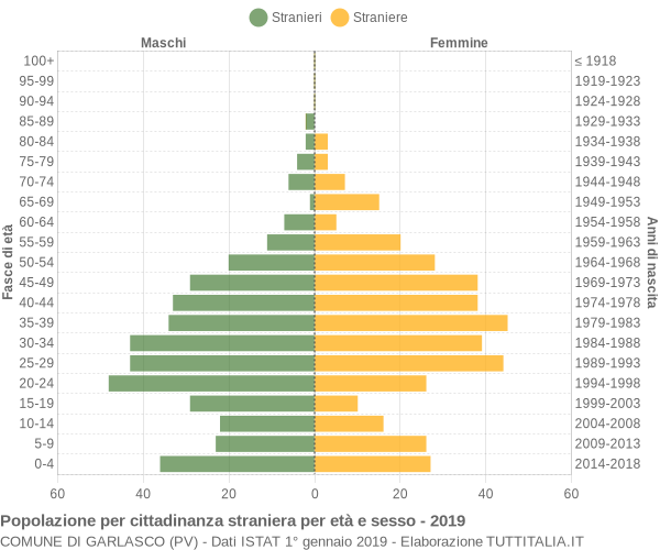 Grafico cittadini stranieri - Garlasco 2019