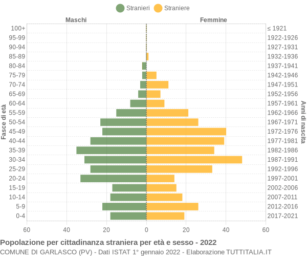 Grafico cittadini stranieri - Garlasco 2022