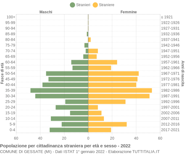 Grafico cittadini stranieri - Gessate 2022