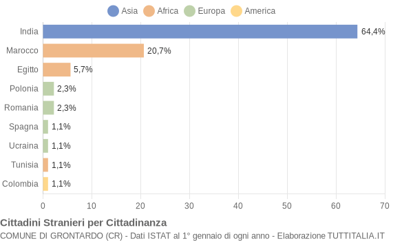 Grafico cittadinanza stranieri - Grontardo 2005