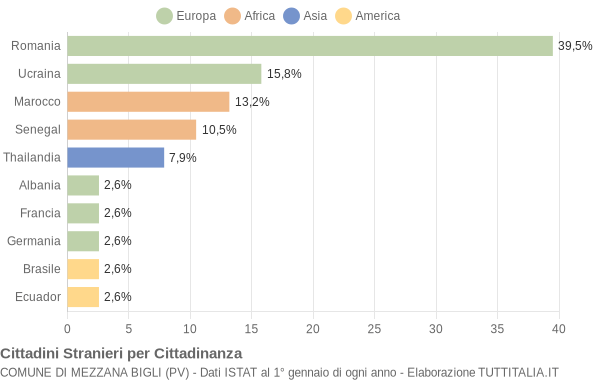 Grafico cittadinanza stranieri - Mezzana Bigli 2008