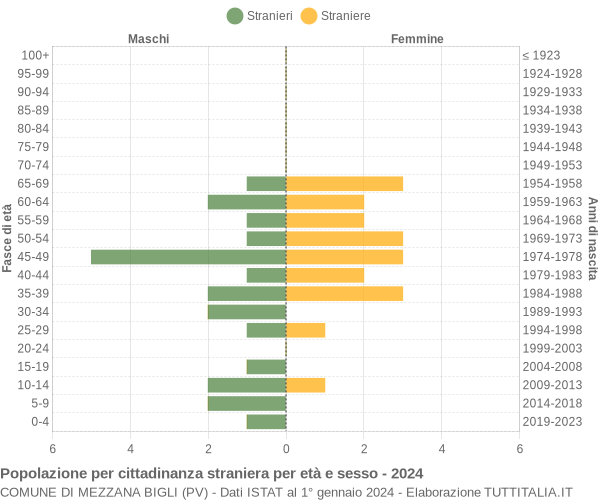 Grafico cittadini stranieri - Mezzana Bigli 2024