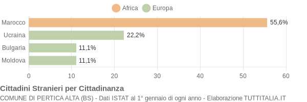 Grafico cittadinanza stranieri - Pertica Alta 2013