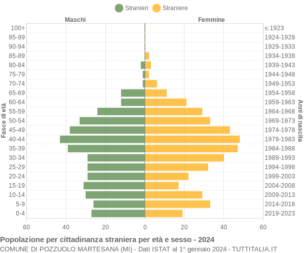 Grafico cittadini stranieri - Pozzuolo Martesana 2024