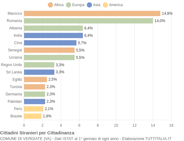 Grafico cittadinanza stranieri - Vergiate 2021