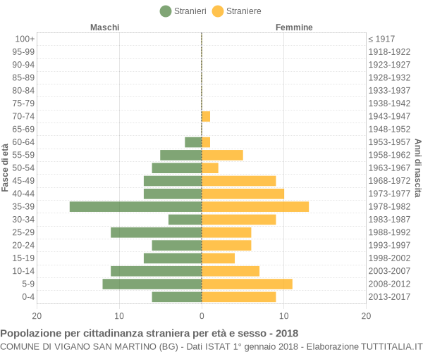 Grafico cittadini stranieri - Vigano San Martino 2018