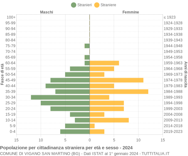 Grafico cittadini stranieri - Vigano San Martino 2024