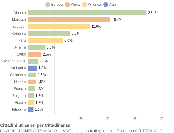 Grafico cittadinanza stranieri - Vimercate 2007