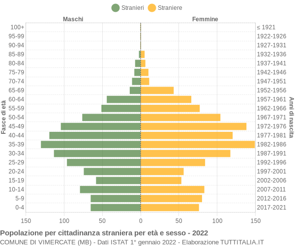 Grafico cittadini stranieri - Vimercate 2022