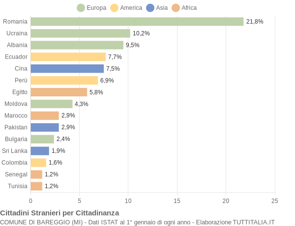 Grafico cittadinanza stranieri - Bareggio 2017