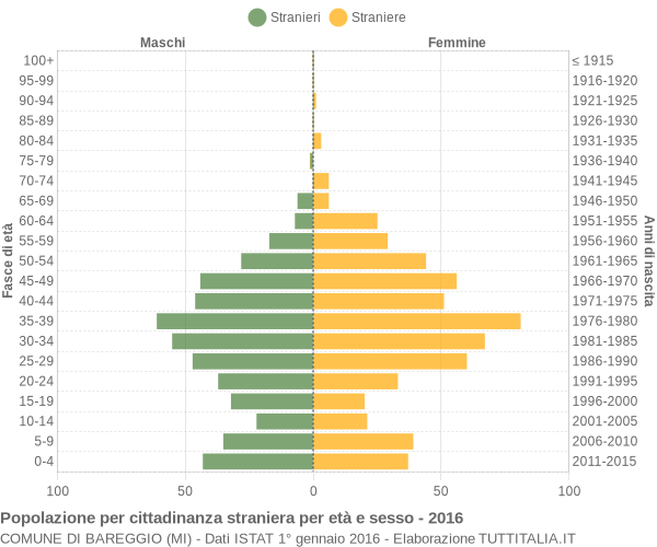 Grafico cittadini stranieri - Bareggio 2016