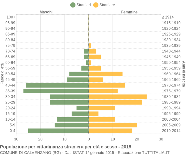 Grafico cittadini stranieri - Calvenzano 2015