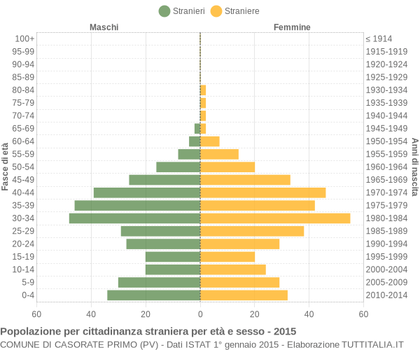 Grafico cittadini stranieri - Casorate Primo 2015